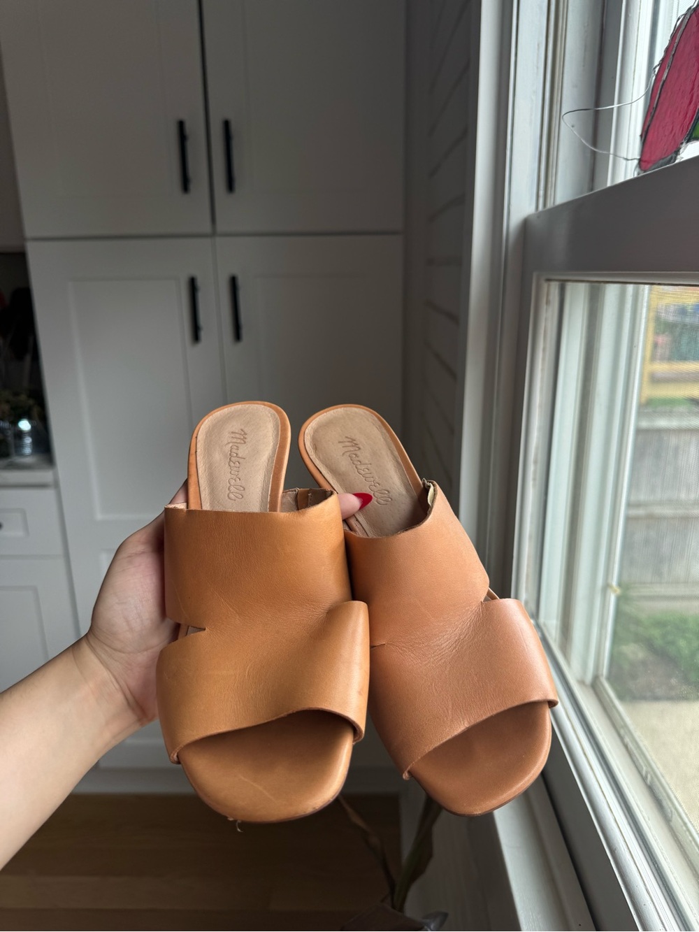 Madewell Cognac Leather Slide Mules